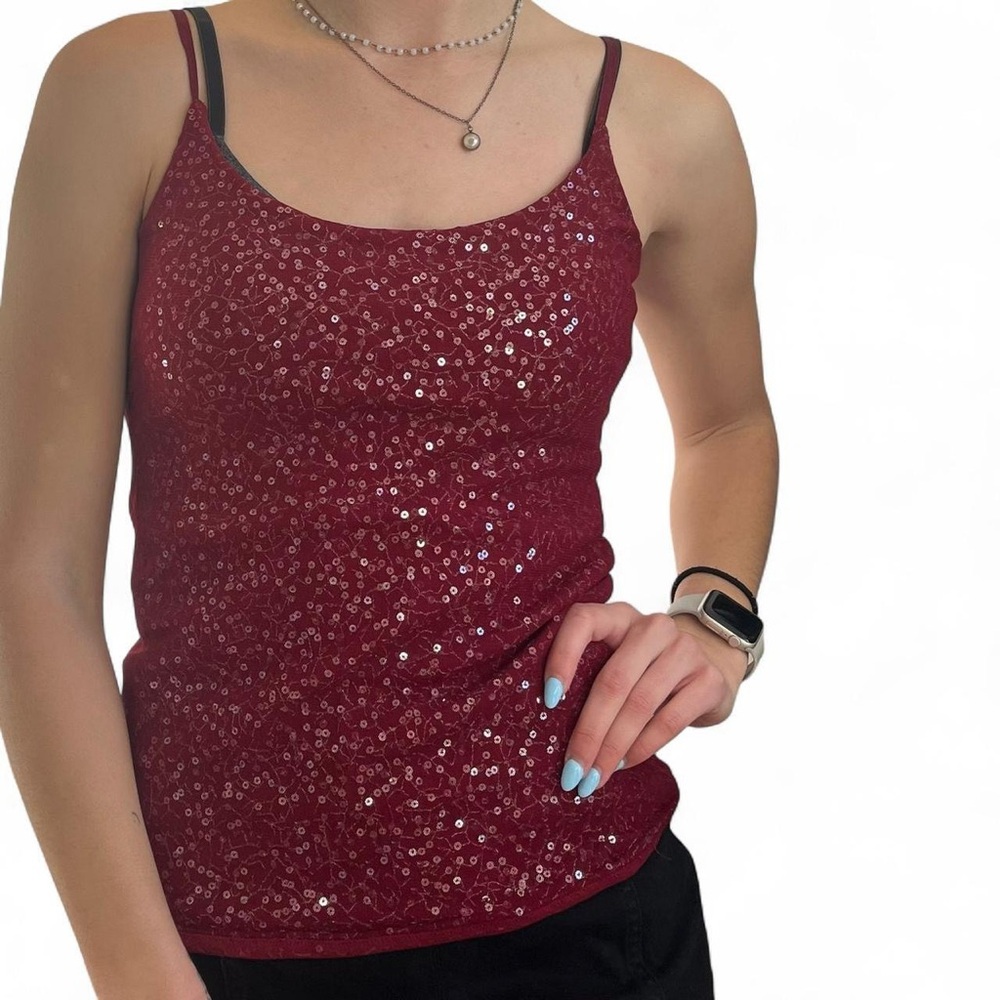 The Limited Burgundy Sequin Cami Top